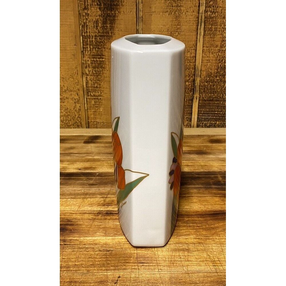 Rosenthal Studio Line Signed Wolf‎ Bauer Collection Vintage Floral Vase 7"x 5" - Picture 6 of 11
